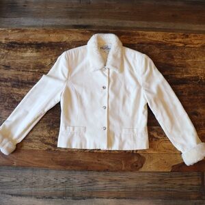 White Fur Collared Coat - Olga Cassini